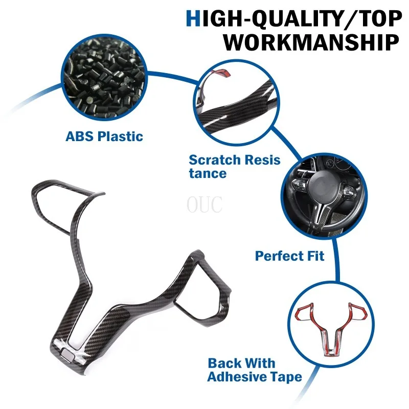 ABS Carbon Texture Car Interior Steering Wheel Cover Trim For BMW M sport M2 M3 M4 M5 X5M X6M F Chassis F80 F82 F10 F85 F86 F87