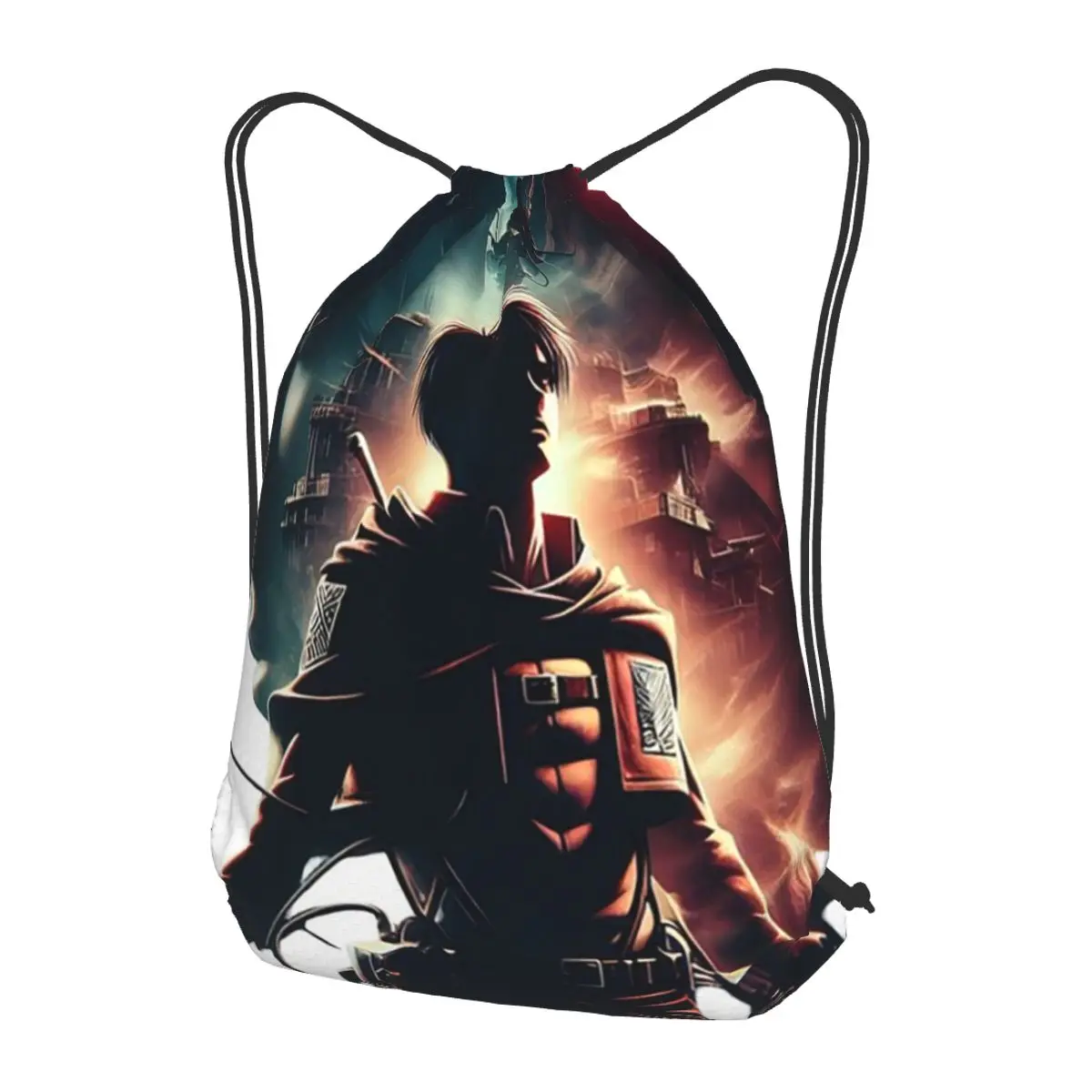 Attack On Titan Manga Erwin Smith Anime Backpacks Casual Drawstring Bundle Pocket Storage Bag Book Bags for Travel Students