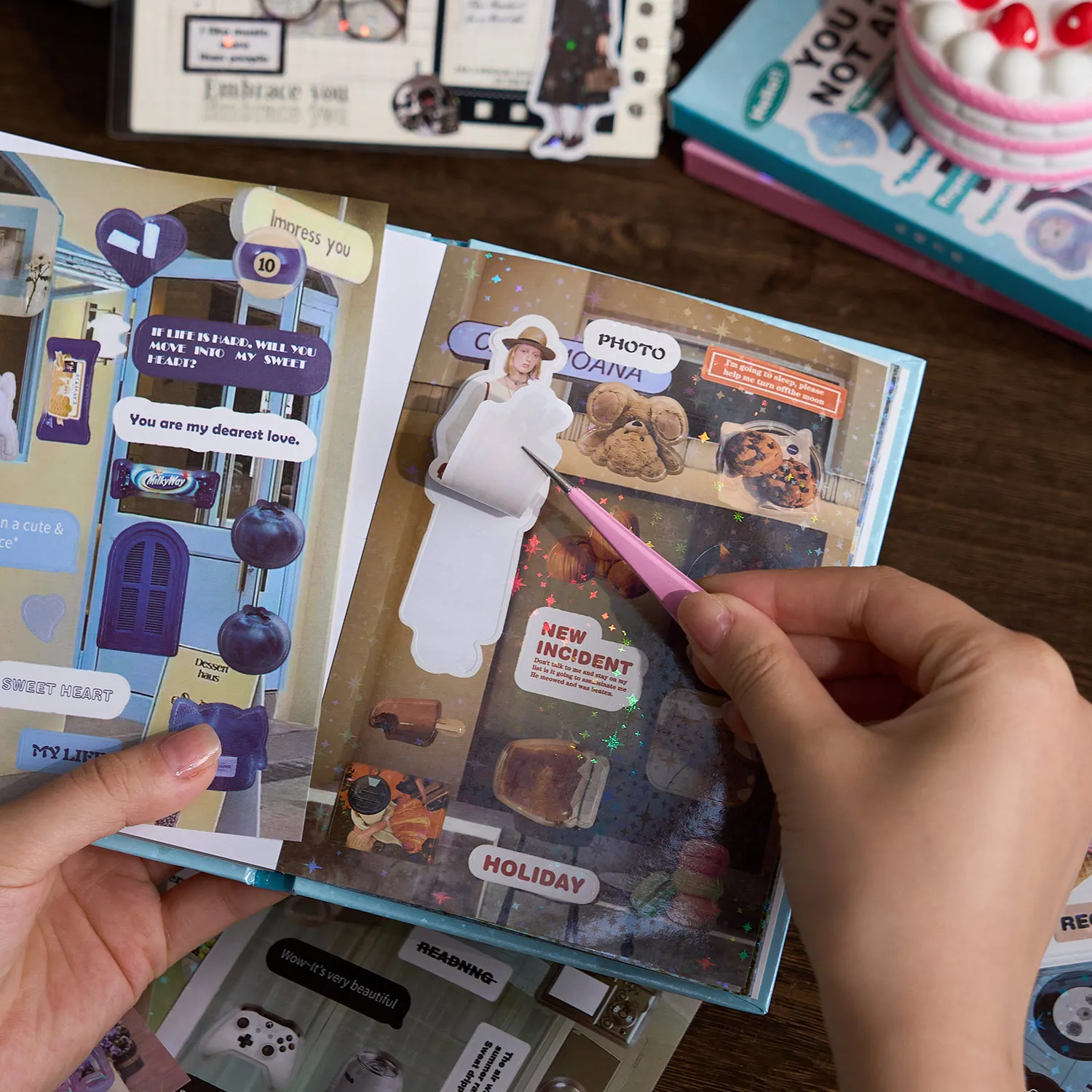 

45sheets Flash Film Ins Die Cut Stickers Book Creative Collage Junk Journal Planner Scrapbooking Material DIY Aesthetic Supplies