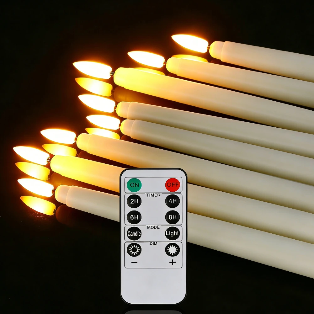 LED Flameless Taper Candles Flickering with 10-Key Remote 11