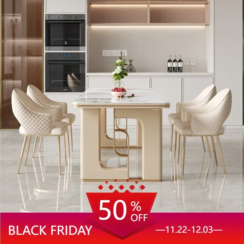 Modern Style Rock Board Dining Table Dining Table Modern Study Minimalist Kitchen Furniture Light Luxury Mesa Large Board YX50DT