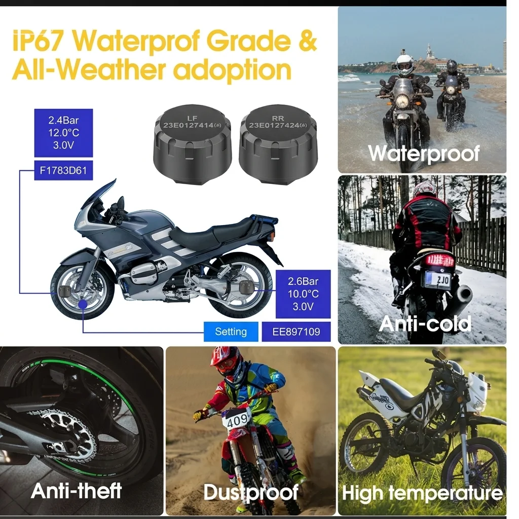 Motorcycle TPMS 2 Sensors Bluetooth 4.0  Tire Pressure Monitoring System Pit Bike Tyre Tester Diagnostic Set Moto Accessories view 5