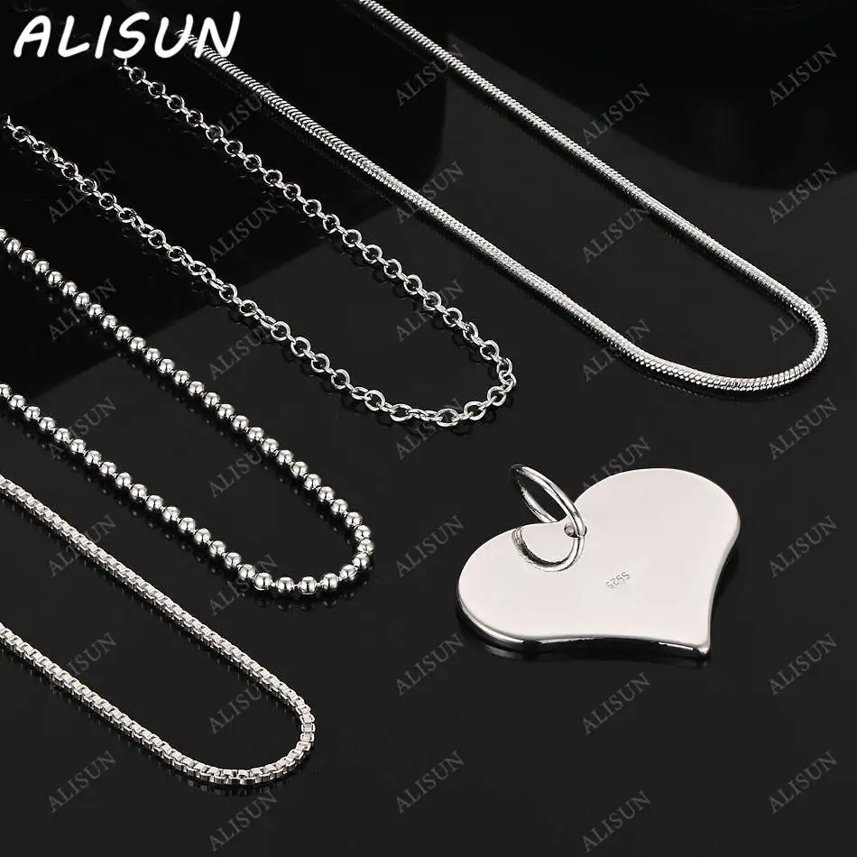 

ALISUN 40-75cm 925 Sterling Silver Heart Pendant Necklace For Women Men Creativity Gifts Street All-match Party And Daily Wear