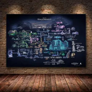 Hollow Knight Hallownest Map Juego Juego HD Arte de pared de lienzo HD para habitación Decoración de la decoración del hogar Impresiones 12 mejores juegos de carteles de ventas - №12