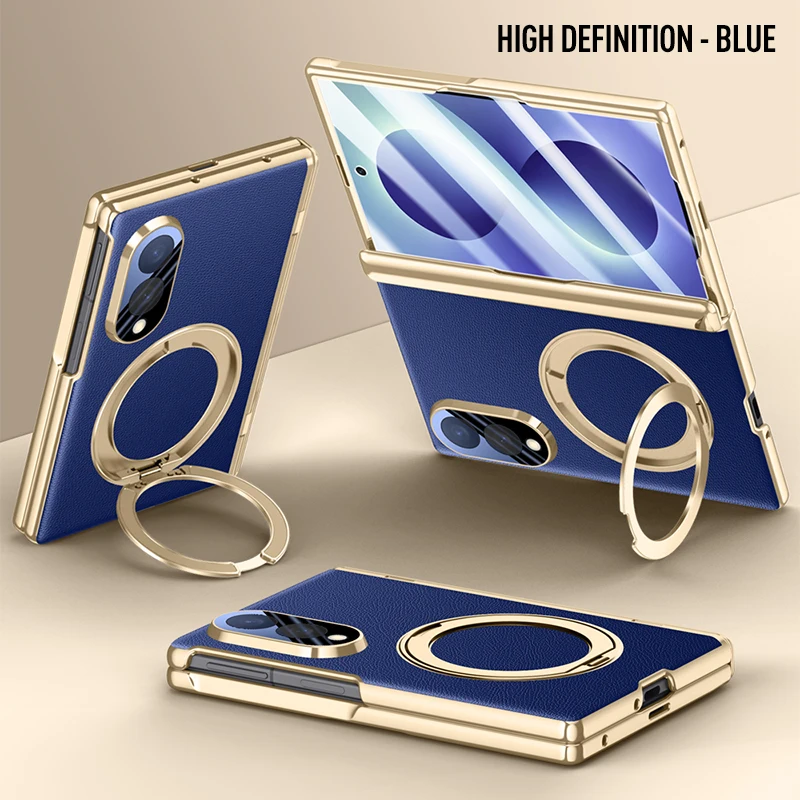 For Samsung Galaxy Z Fold 8 Case Luxury PU Leather Ring Stand Magnetic wireless charging Protect Back Cover For Z Fold 8 Ultra