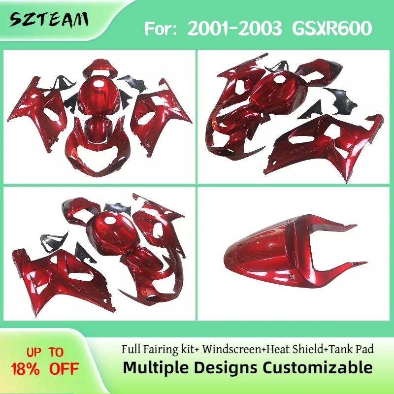 For GSXR 600 750 2001 2002 2003 ABS Plastic Fairing Kit 01 02 03 GSXR600 Motorcycle ABS Fairings Bodywork Panel Set Fit Pro