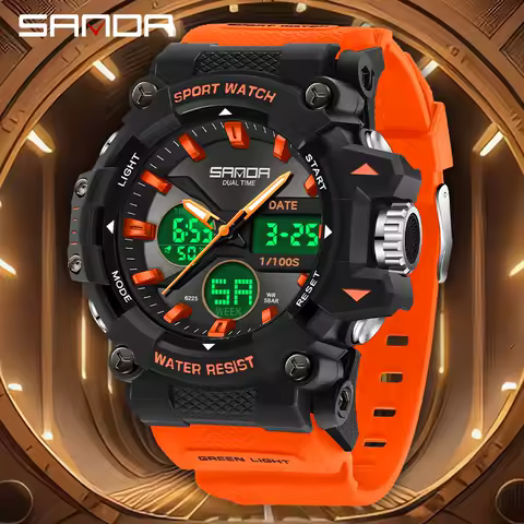 SANDA G style New Sports Men's Watch Quartz Digital Dual Display 50M Waterproof Camping GYM Timer Men's Watch Relogio Masculino
