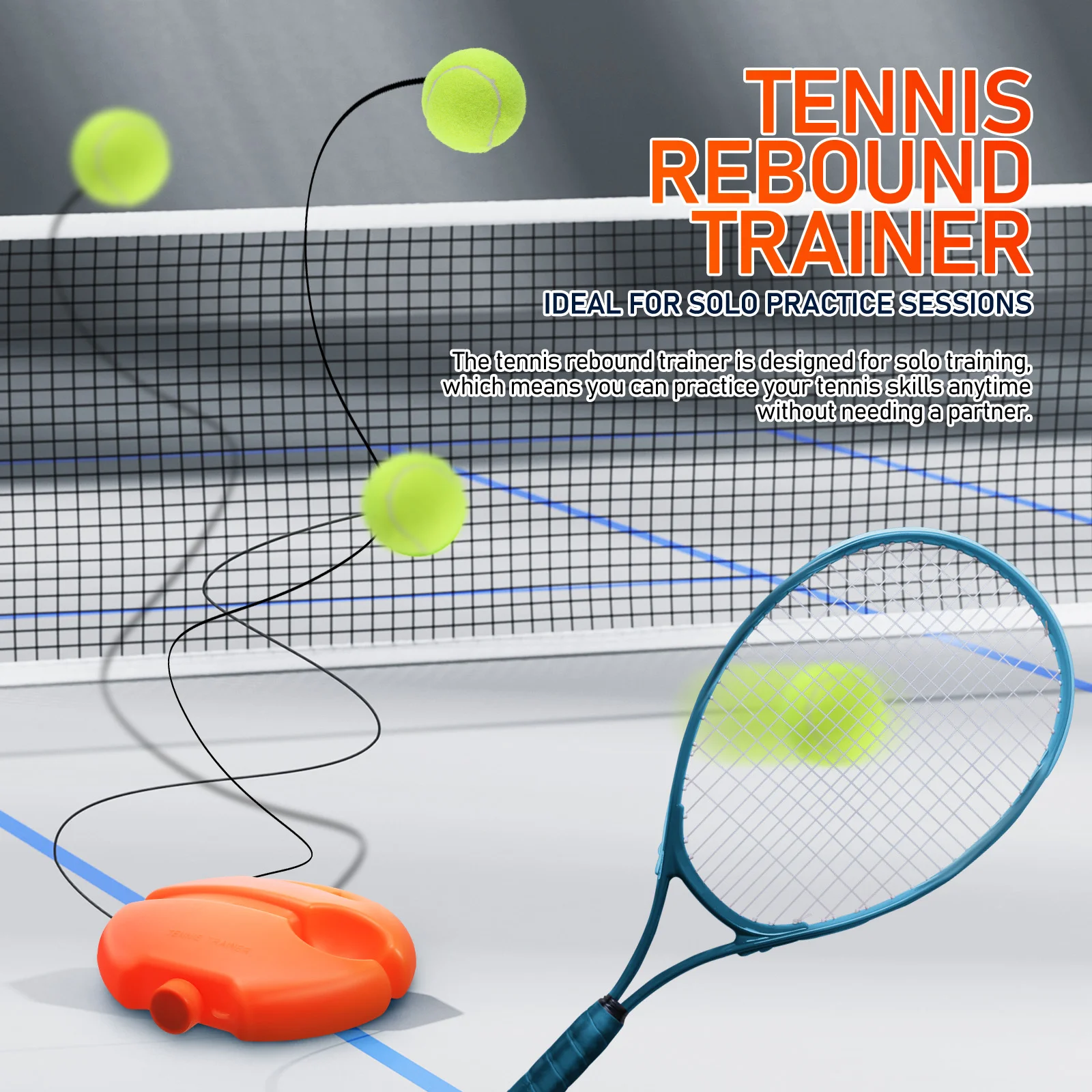 Rebound Base Tennis Solo Trainer Portable Training Equipment Self Practice Aid Play Ball