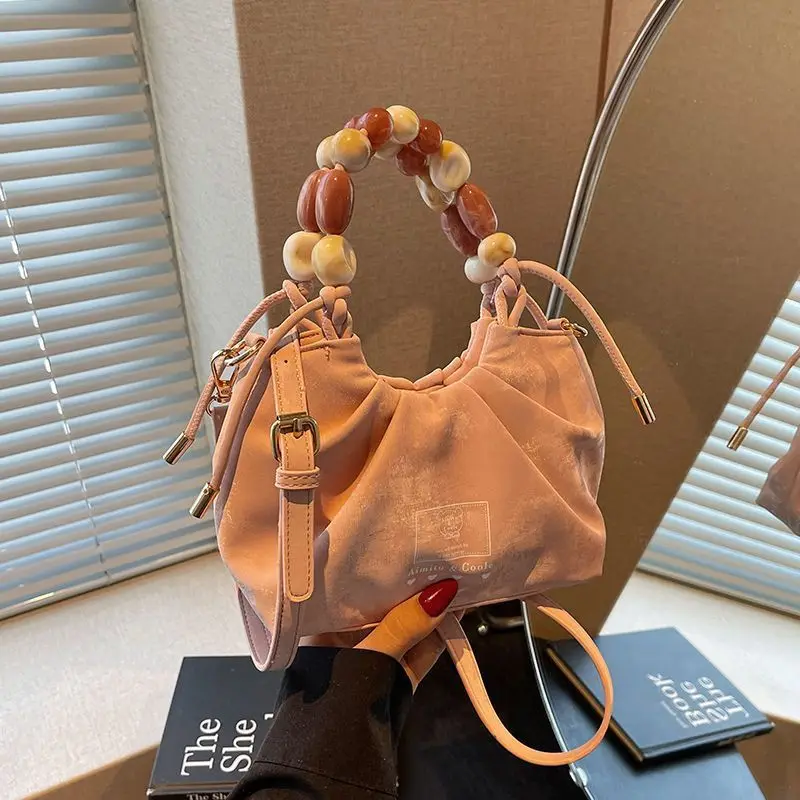 

2025 New Trendy Beaded Handbag Versatile Fashion Shoulder Bag for Women Stylish Crossbody Purse with Pearl Accents
