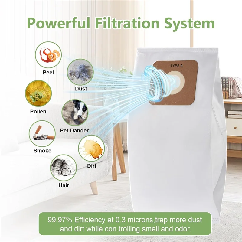 

ABGH-10PCS Type A HEPA Vacuum Bags Replacement For Riccar Upright Vacuums 2000 4000 R100 R200 R300 Trash Dust Bag