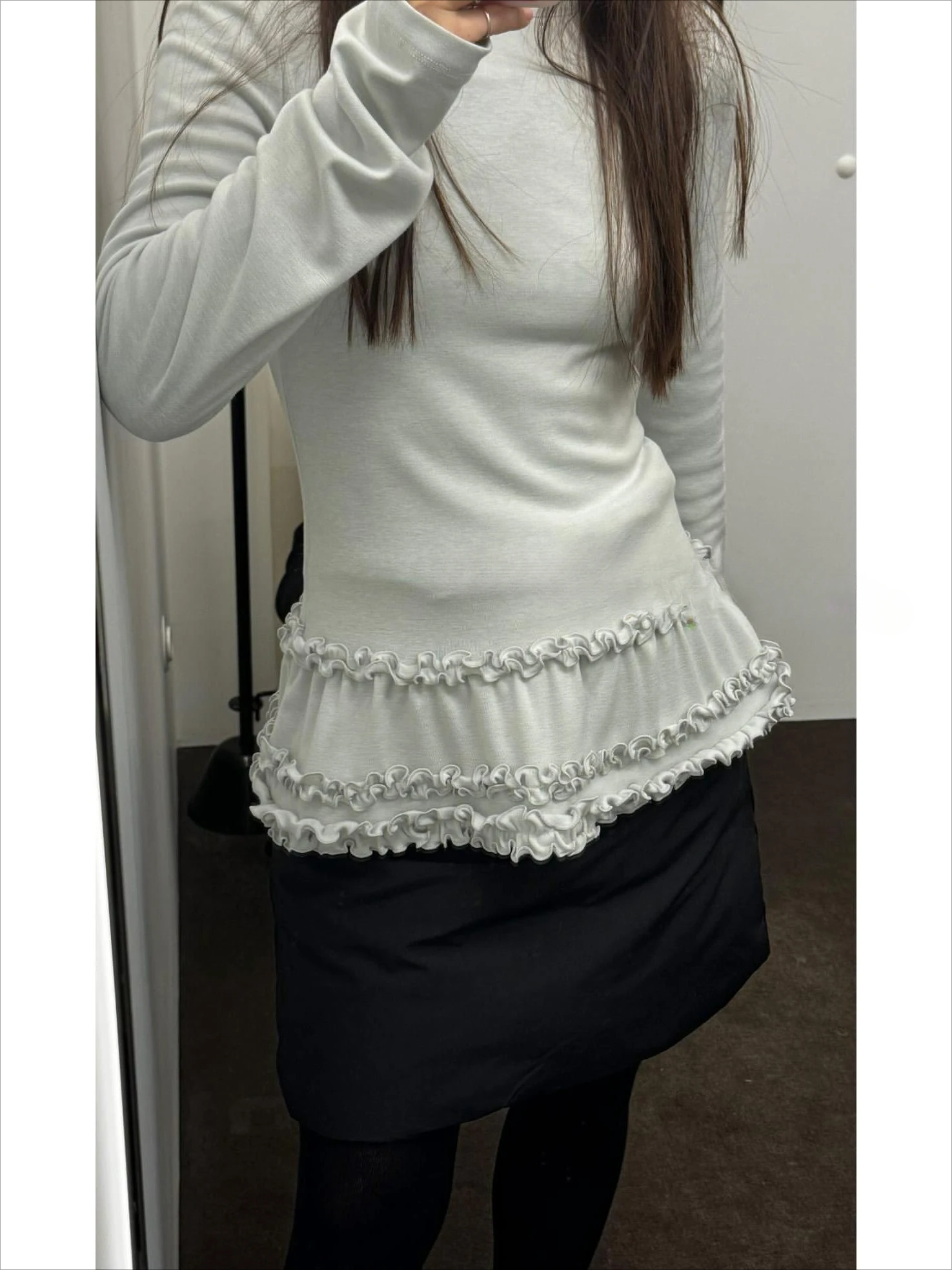 KUSAHIKI Autumn Winter French Lace Base for Women Slim Fit Long Sleeved Inner Spicy Girl Y2k Top