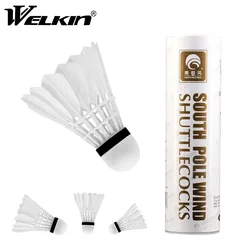 Volante de bádminton para interiores, pluma de ganso blanco, estabilidad de vuelo, Bola de volante duradera, 3 piezas, 6 piezas