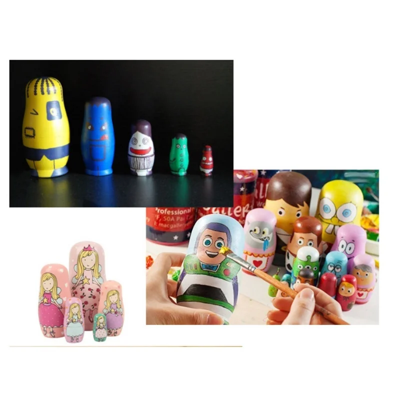 2 Zestawy Świątecznych Niepomalowanych Drewnianych Lalek Matrioszek DIY Rękodzieło Niedokończone Puste Lalki do Układania Prezent Świąteczny