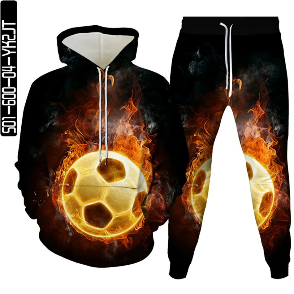 

Men Harajuku Style Clothes Sets Fire Football Basketball Drageon Phoenix Violin Skull 3D Print Suits Women Hoodies Trousers 2Pcs