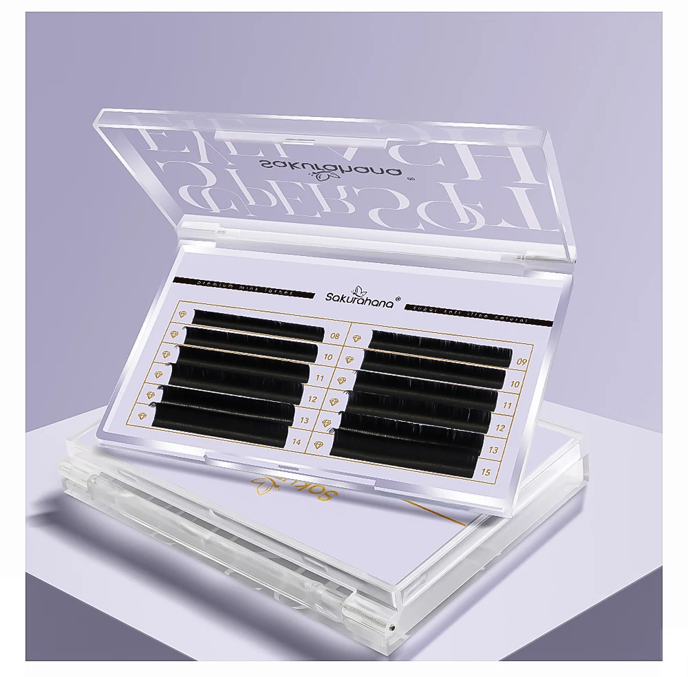 SAKURAHANA Flache Ellipse-Wimpern, natürlich, superweich, individuelle, matte Kunstnerzwimpern, B/C/D/L/LU Curl Split-Tips, flache Wimpern – Detail 10