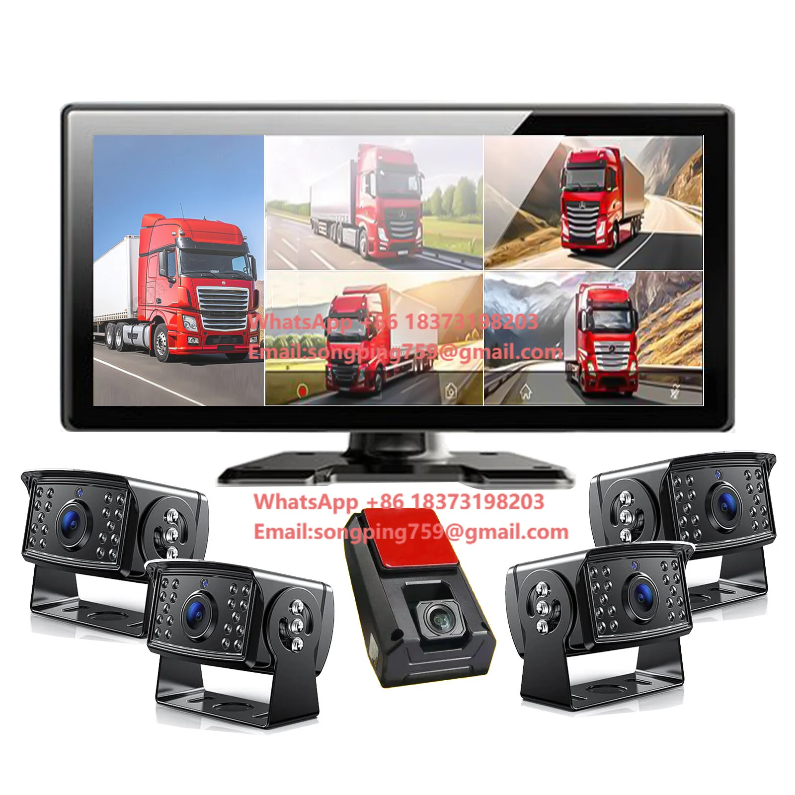 IPoster  10.36-inch DVR Monitor, AHD 1080P Camera RV Trailer Backup Camera Kit