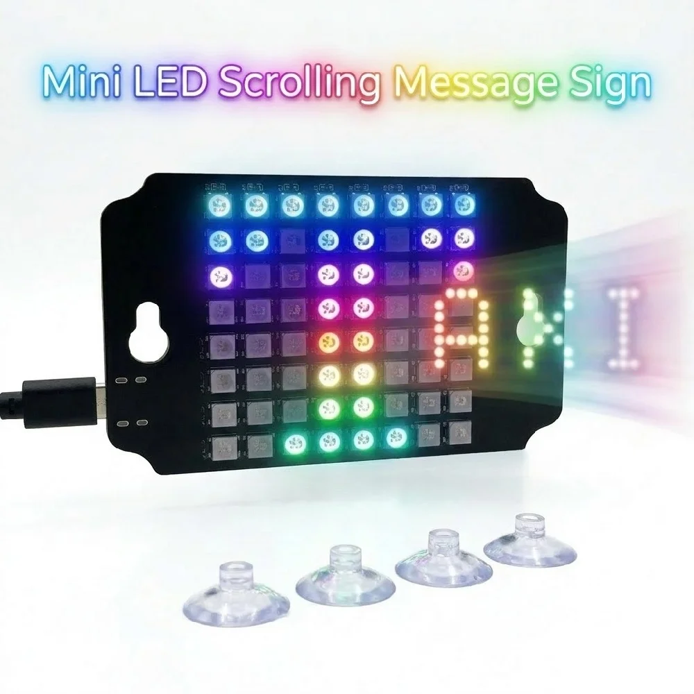 Programmable LED Car Sign for Rideshare Drivers, Custom Text Scrolling Display Board , RGB Taxi Light for Passenger Window