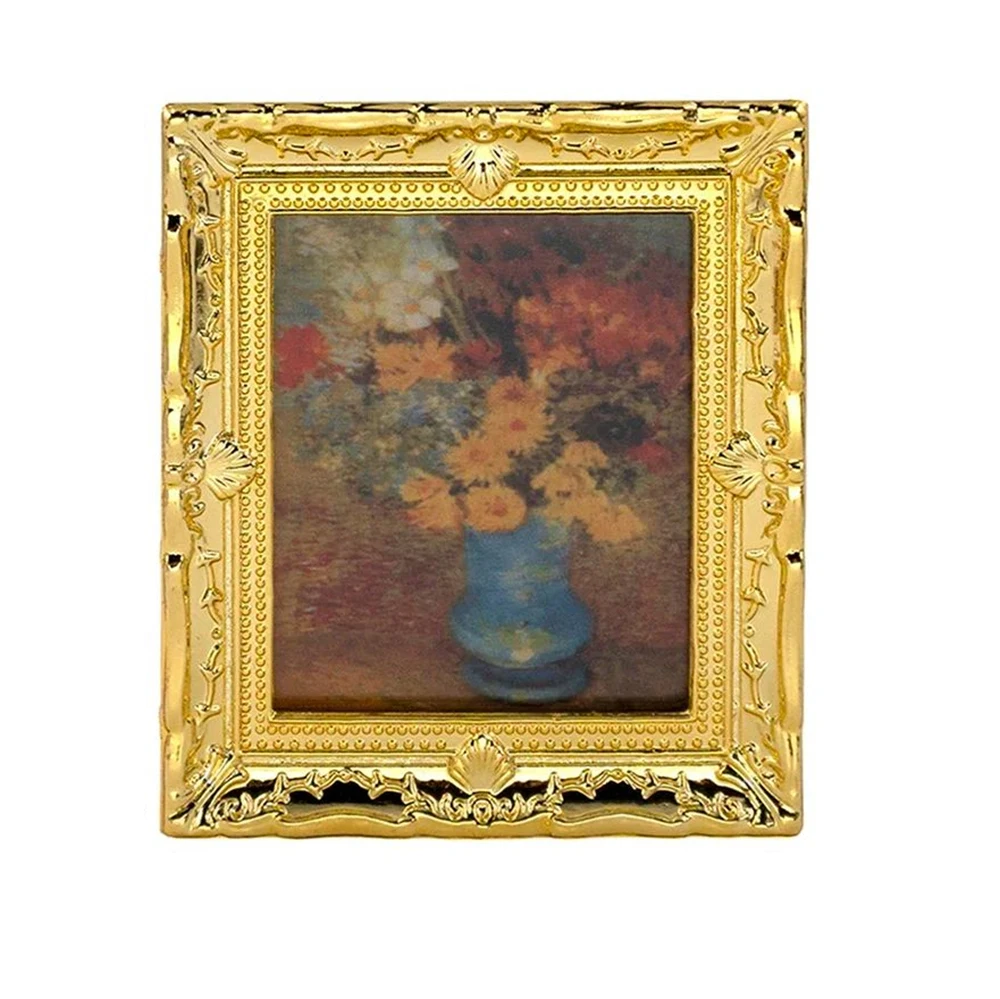 1 Stuks 1/12 Poppenhuis Accessoires Mini Houten Olieverfschilderij Miniatuur Muurschildering Model Speelgoed Voor Poppenhuis Decoratie Ob11 Bjd