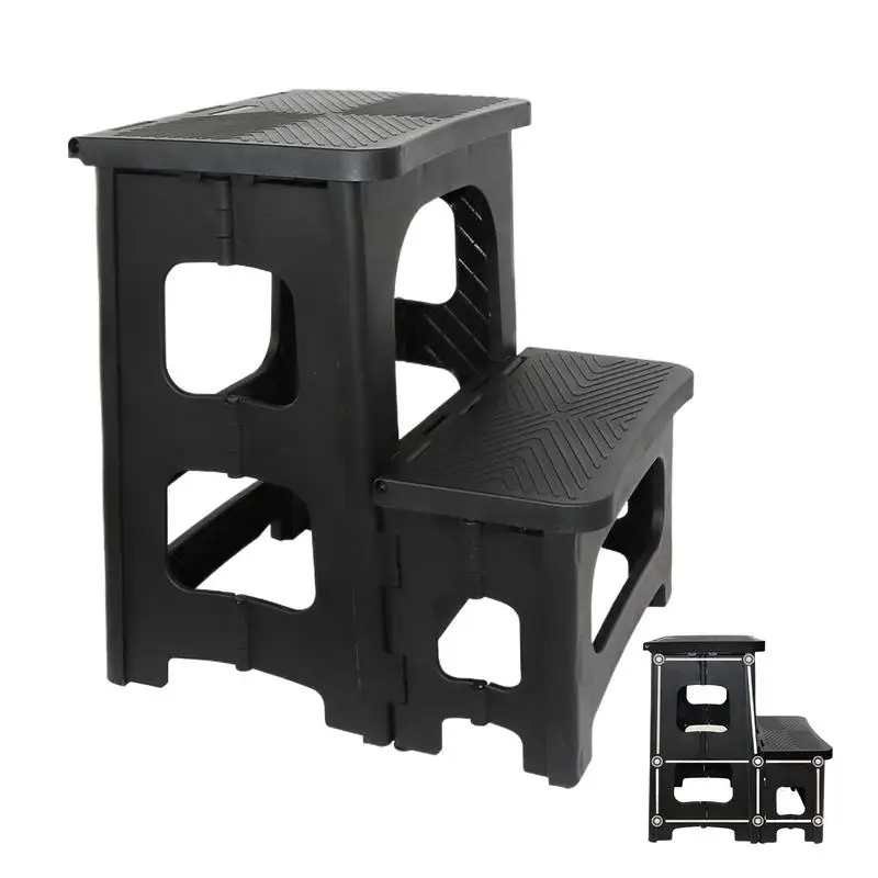 Foldable Step Stool 250 Lbs Load Stepping Stool Bedside Step Stool Wide Pedal Two Step Ladder 2 Step Folding Step Stool for