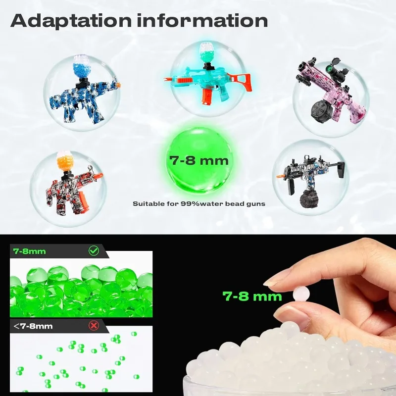 Fluorspar Blaster świecące w ciemności kulki wodne żel ambo 7-8mm fluorescencja, pasuje kulka żelowa Blaster lśniące koraliki wystrój