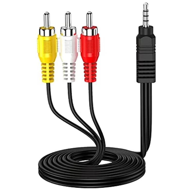 3.5mm 1/8 TRRS To 3 RCA Male-Male Composite AV Audio Video Aux Cable for DVD Player VCR Camcorder Home Theater TV Set-top Box