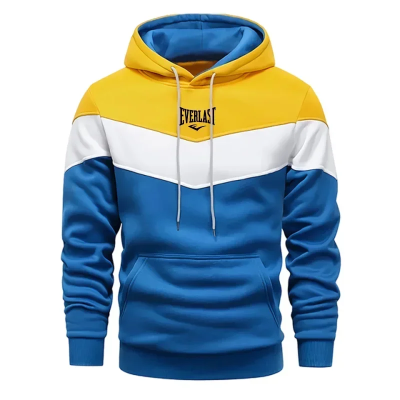 Men's High-Quality Hooded Sweatshirt 2026 New Arrival Long Sleeve Three-Color Stitching Hoodie Casual Fashion Autumn Winter Coat