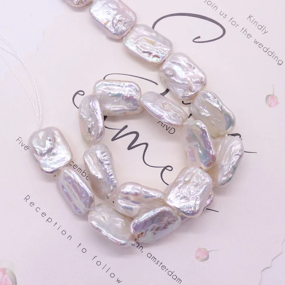 

Temperamental Natural Freshwater Geometric Rectangular Straight-Hole Loose White Baroque Pearl Beads DIY Accessories Necklaces