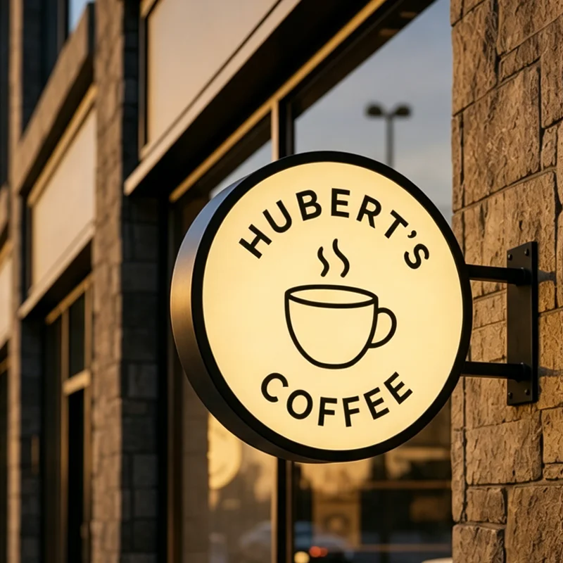 Custom Round LED Light Box Led Illuminated Sign Wall Mounted lightbox Waterproof Acrylic Double Sided lightbox For Coffee Shop