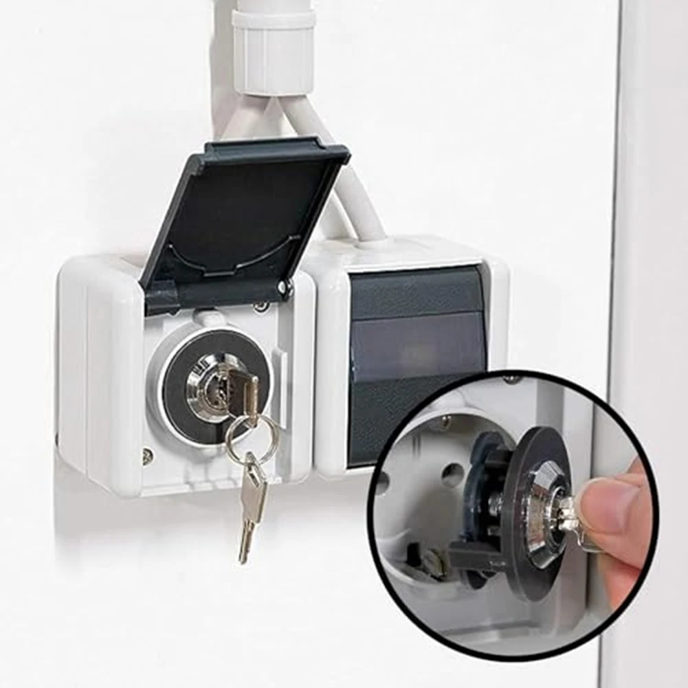 1pc/4pc Socket Lock With Zinc Alloy Body Key Mechanism Lockable For Electrical Outlet For Power Anti-theft Lock 36MM Socket Lock