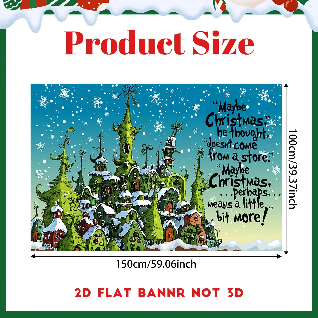 زينة حفلات عيد الميلاد مرحبًا بكم في Whoville Town Party راية عيد ميلاد سعيد زينة حفلات Whoville علامة عيد الميلاد ديكور Gree #2