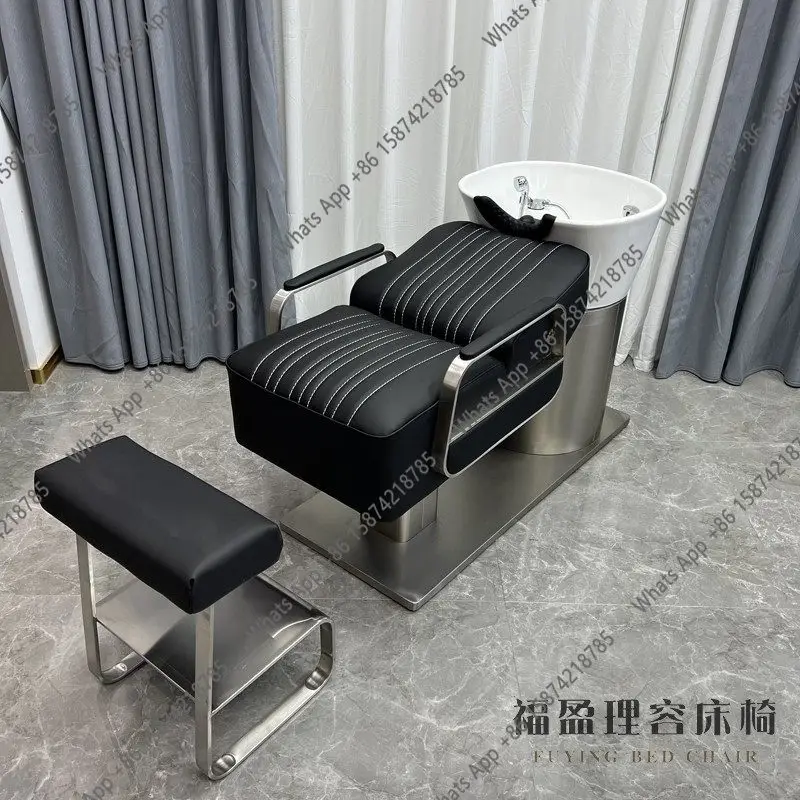 New Barber Shop Hair Shampoo Bed Sitting Hair Salon Flushing Bed High-end Fashion Half-lying Shampoo Bed Trendy Store