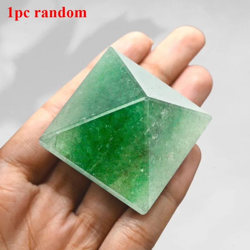 1pc Natural Red/Green Strawberry Quartz Pyramid, Decotive Stone, Boho-style Desk Decor, Perfect Gift for Valentine's Day