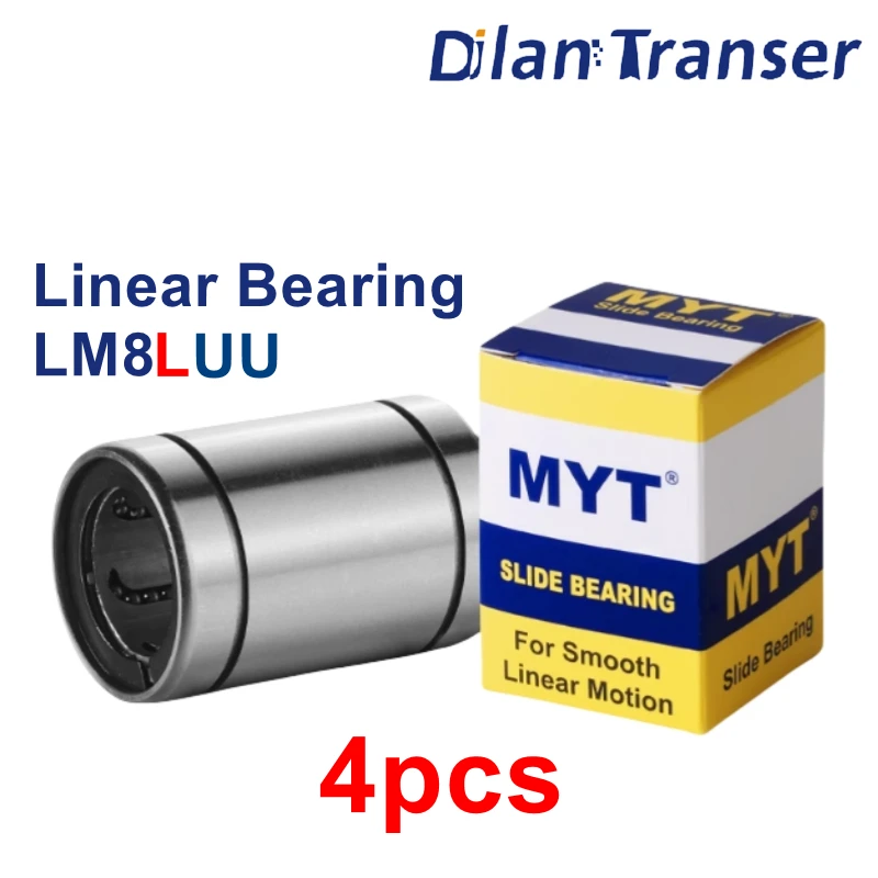 4pcs Linear Bearing MYT LM8LUU 8X15X45mm for THE 100 3D Printer Prusa I3 Mk3S Maker TWCS Throttle Upgrade Ultimaker 2