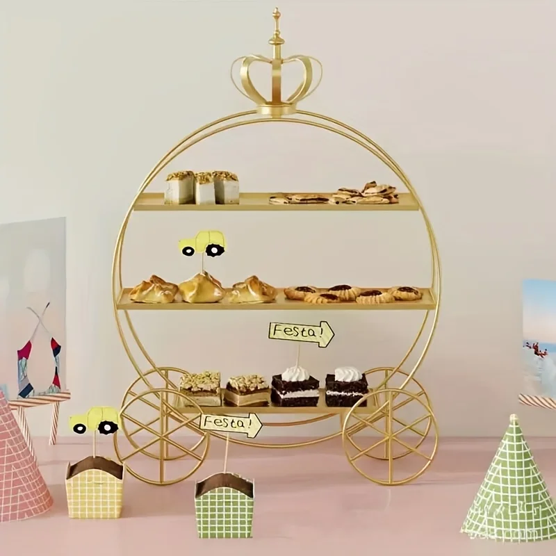 

European Crown Dessert Table Display Stand, Showcase, Wedding Decoration, Afternoon Tea Cake Rack, Golden Pastry Ornament Plate