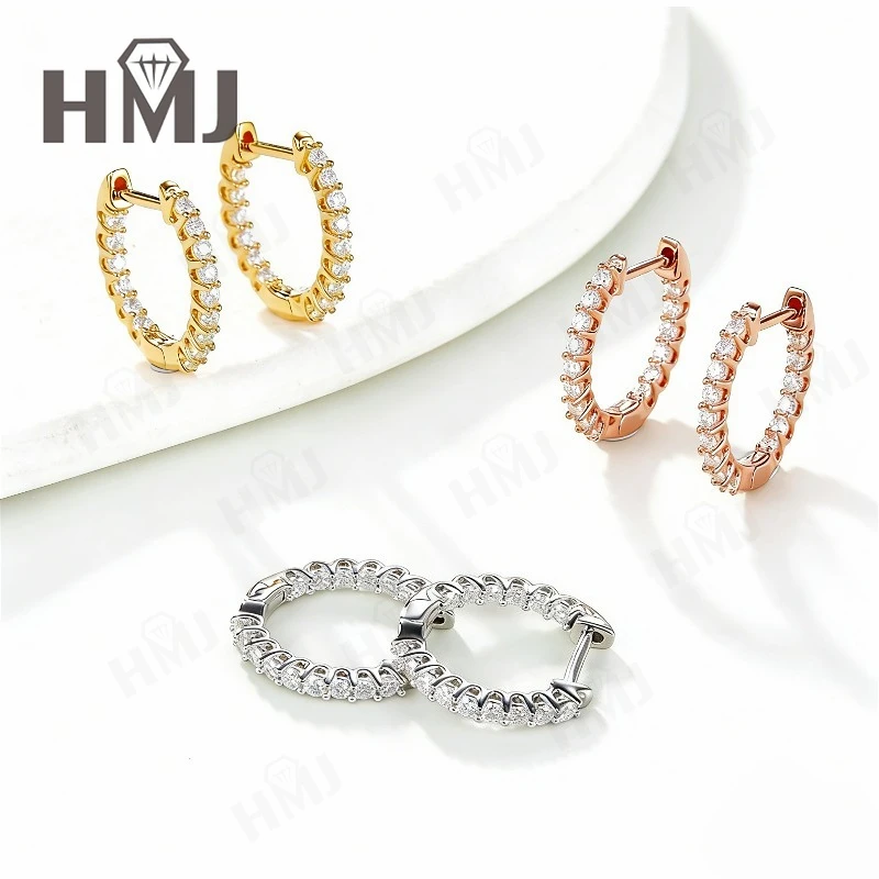 

2025 New White D VVS1 Moissanite Hoop Stud Earrings for Women's with GRA Original s925 Sterling Silver Plated 18k Earring