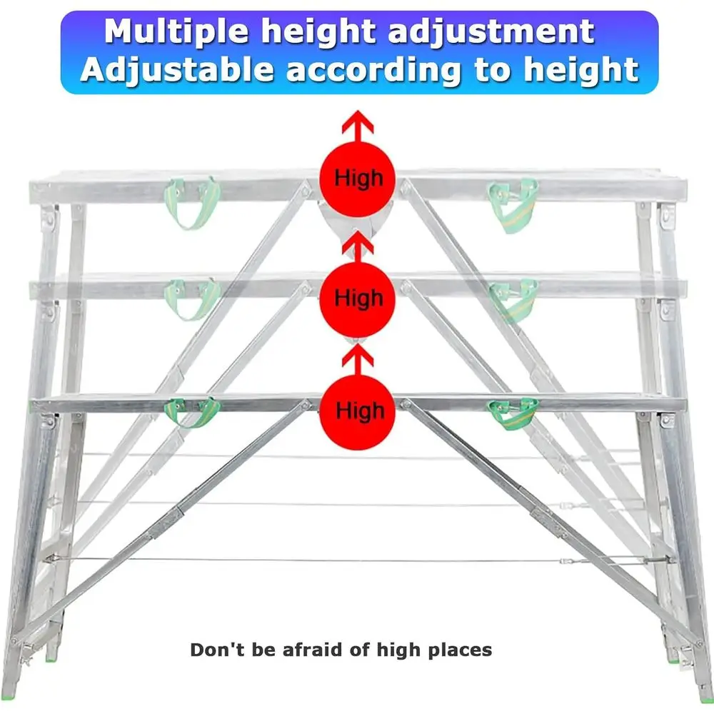Adjustable Height Multipurpose Steel Scaffolding Work Platform and Ladder Bench, 160cm (140cm)