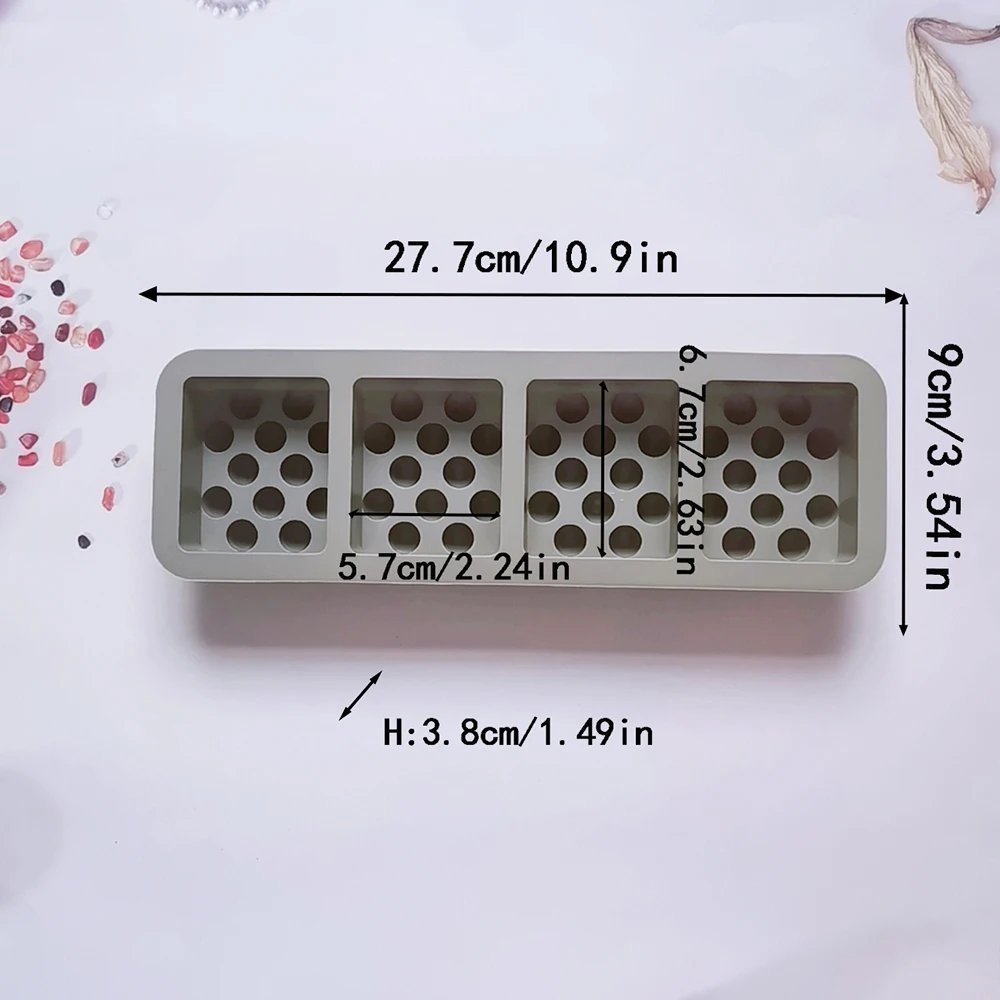 4 ثقوب تدليك قالب الصابون مربع سيليكون قوالب لصنع الصابون اليدوية نونستيك غسول قالب بار Aromatherapy بها بنفسك الروائح اليدوية