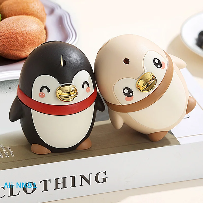 【N】Automatic Push-Out Toothpick Dispenser - Cute Penguin-Shaped Portable Toothpick Holder Plastic Case Adults Penguin Design