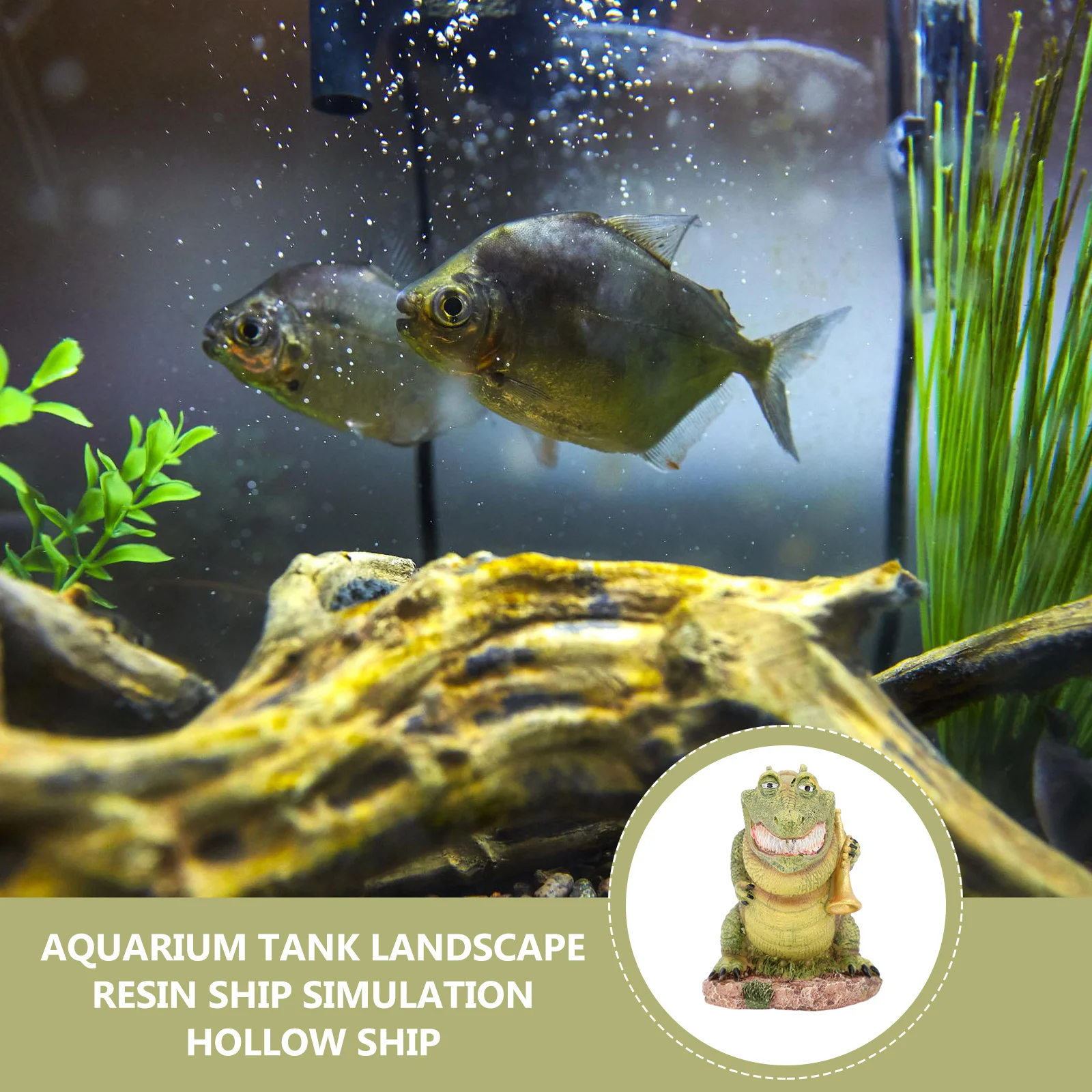 

Aquarium Resin Decoration Colorful Cartoon Crocodile Fish Tank Ornament Landscape Prop Underwater Hideout