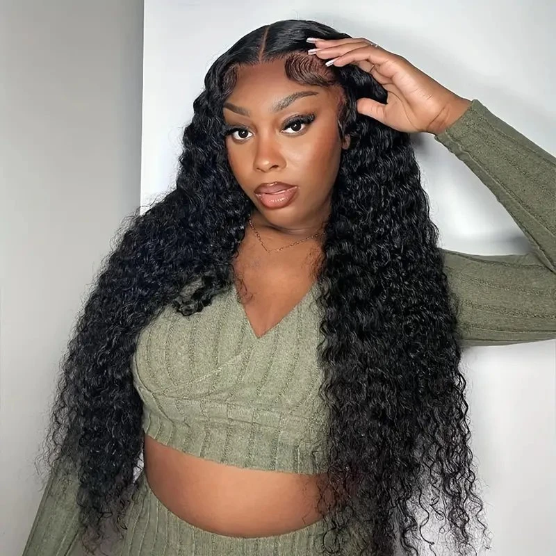 Rosabeauty Deep Wave 250% Density 13x4 HD Lace Front Human Hair Wigs 5X5 Preplucked Glueless Ready To Go Curly Wig 40 Inches