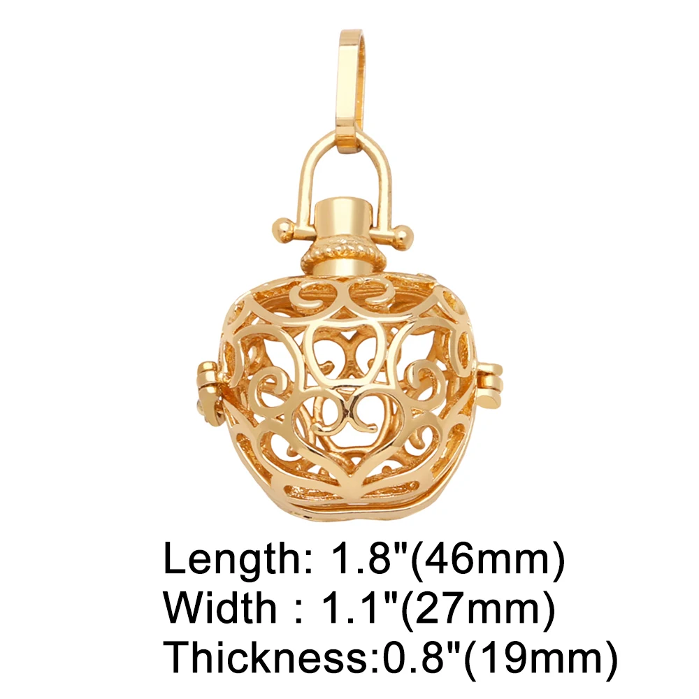 OCESRIO Hollow Heart Apple Harmony Ball Necklace Pendant for Pregnancy Women Copper Gold Plated Wishing Ball Jewelry pdtb409