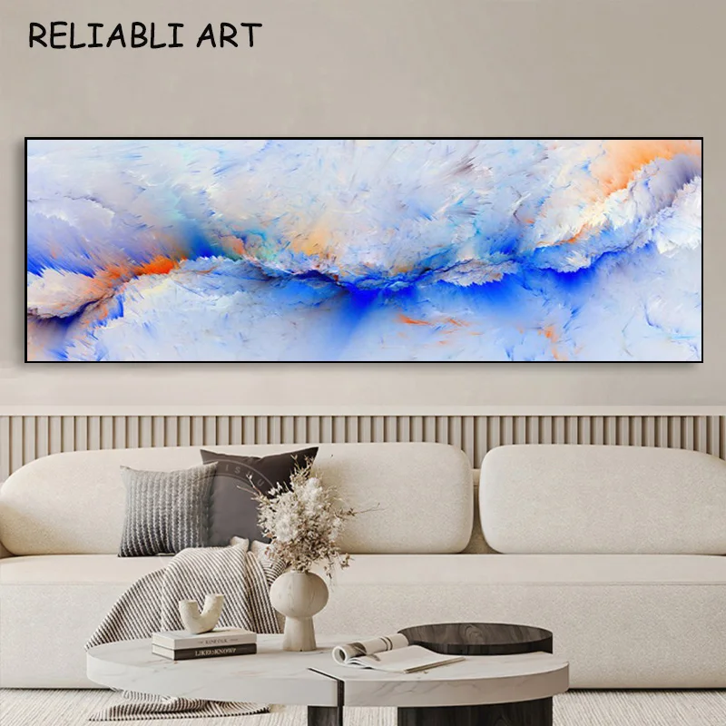 Abstract Blue Green Cloud Poster and Prints Canvas Painting Modern Wall Art Pictures for Living Room Home Decor No Frame