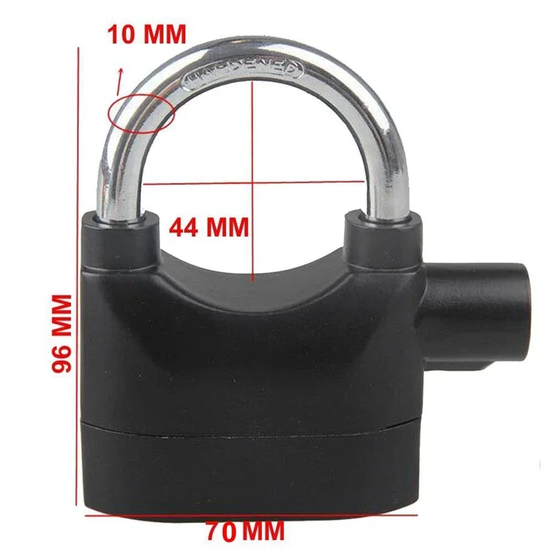 Black Waterproof Siren Alarm Padlock Alarm Lock for Motorcycle Bike Bicycle Perfect Security with 110dB Alarm