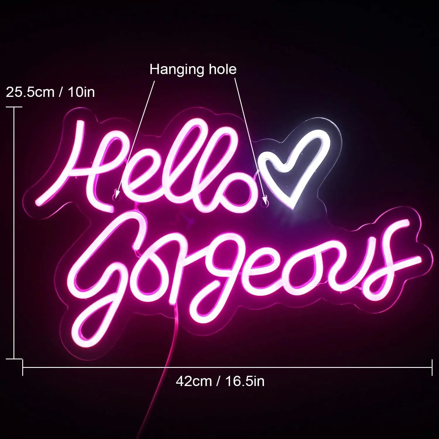 Hello Gorgeous Neon Sign USB Dimmable LED Light Up Signs for Bedroom Room Bachelorette Birthday Engagement Party Wedding Decor