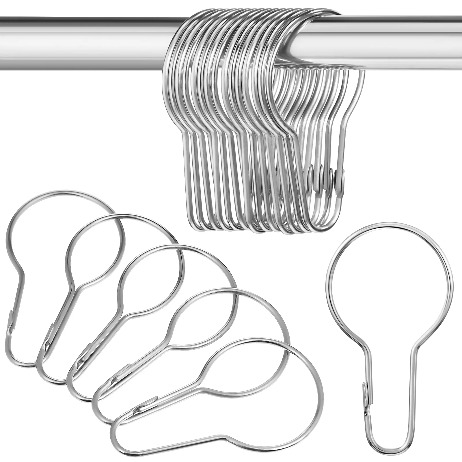 

20 Pcs Stainless Steel Curtain Hook Clothes Rack Blackout Curtains Short Window Gourd Pin
