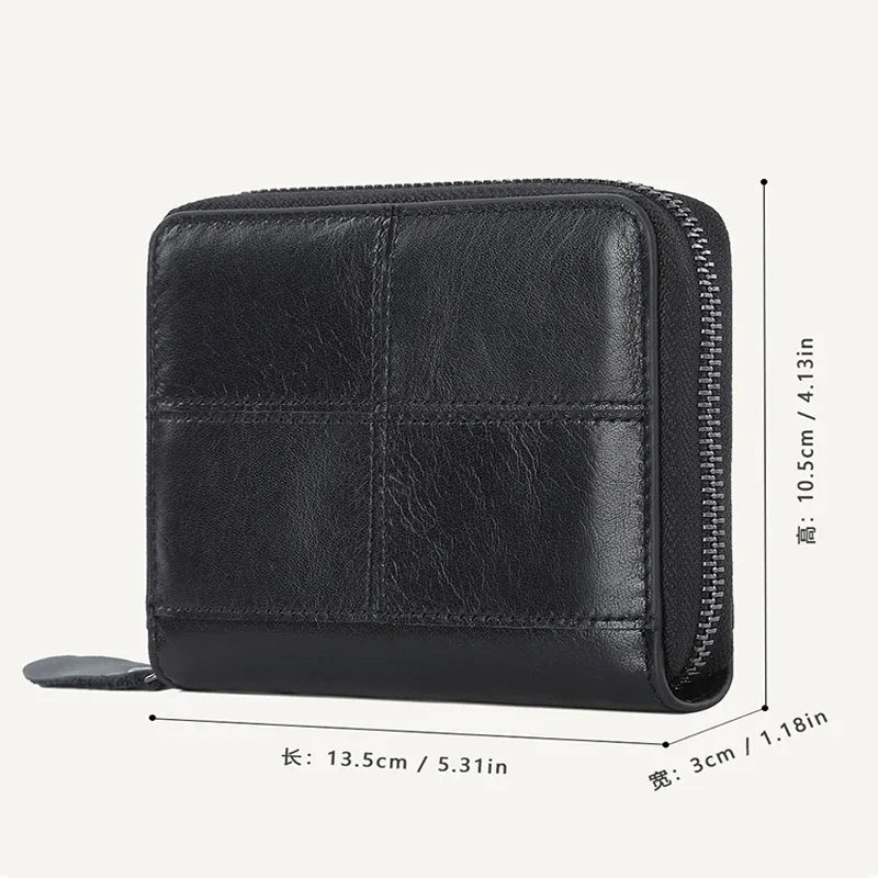 Porte-cartes en cuir véritable pour hommes et femmes, porte-passeport design Checker Stitch, portefeuille avec fermeture éclair, 24 emplacements