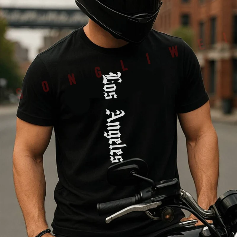 

Los Angeles Graphic Print Creative Moto T Shirt Summer Short-sleeved Casual Tee Men Women Streetwear Loose T-shirt