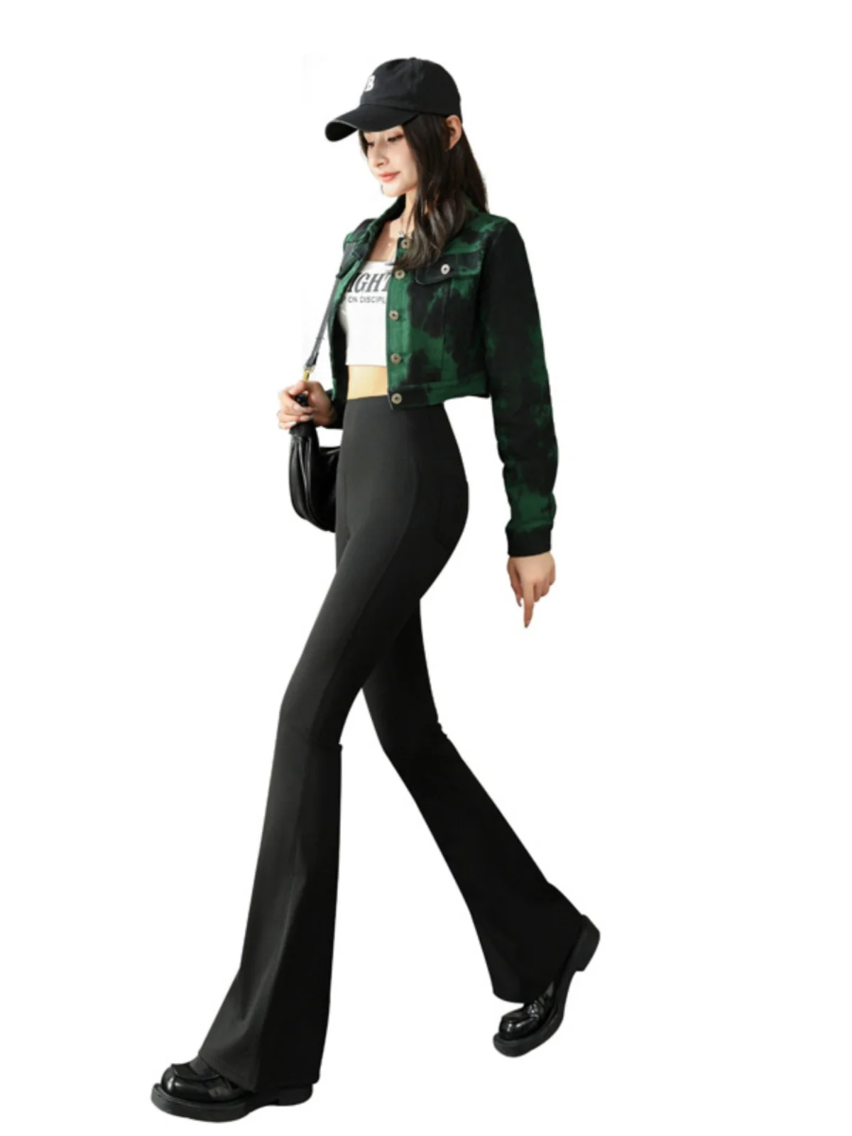 سروال يوجا من ey ark Bell Bot للسيدات رفيع عالي الخصر للتحكم في البطن ومتوهج صغير مرن للربيع والصيف