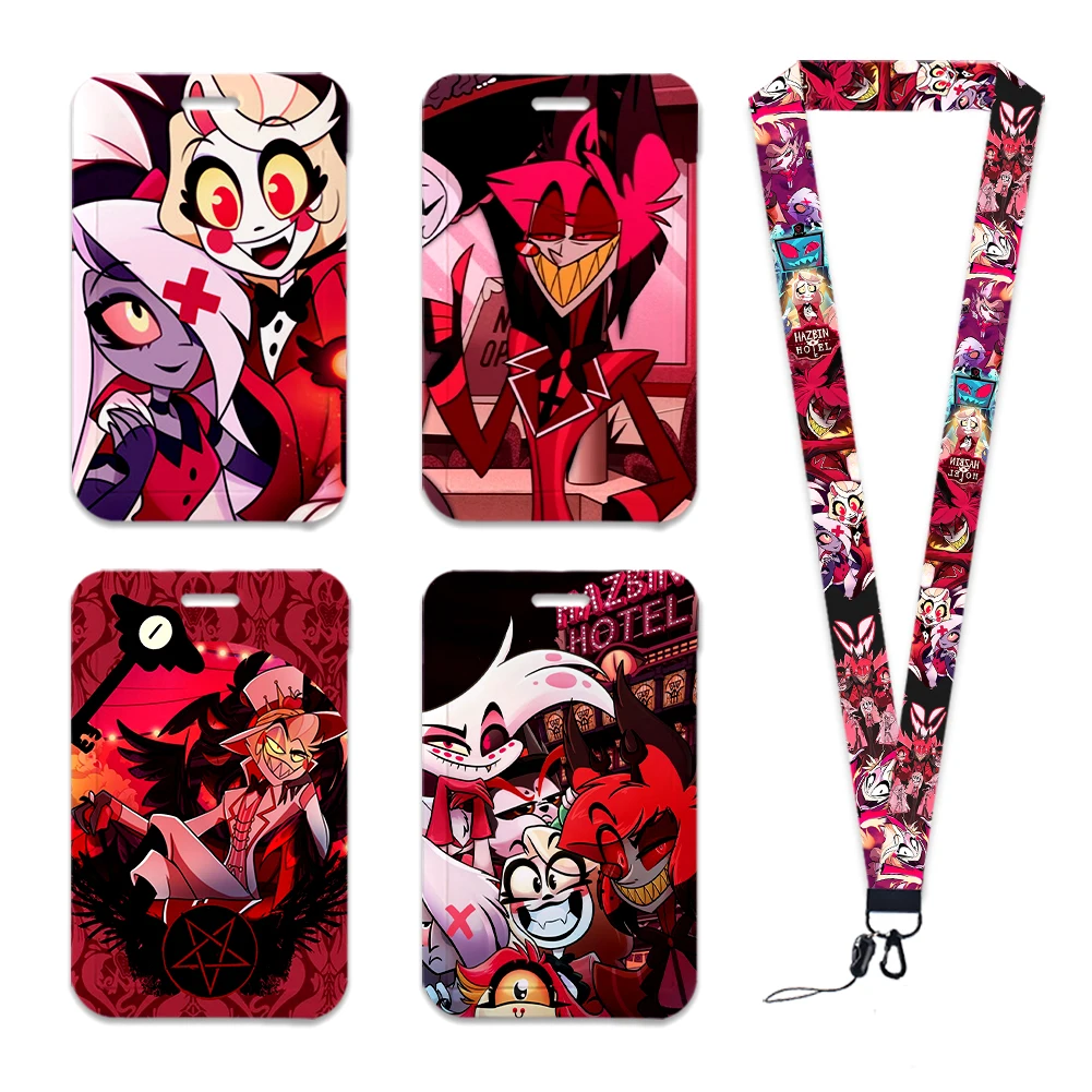 

New Arrival Anime Kids ABS Slide Lanyard ID Credit Card Cover Bus Card Holder Charm Badge Holder Neck Strap Keychains