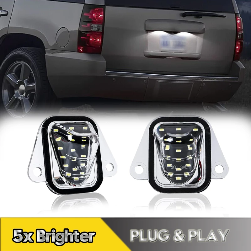 2Pcs No Error LED Number License Plate Lights Lamps For Chevrolet Suburban Tahoe GMC Yukon XL Cadillac Escalade Car Accessories